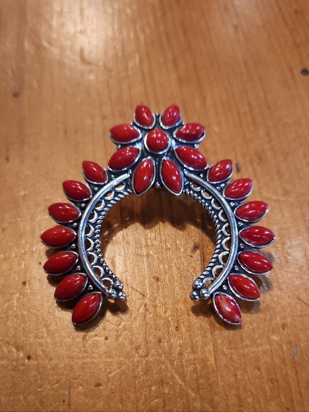 Carolyn Pollack Red Floral Necklace Pendant 925